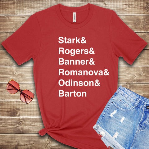 Stark & Rogers & Banner & Romanova & Odinson & Barton T Shirt