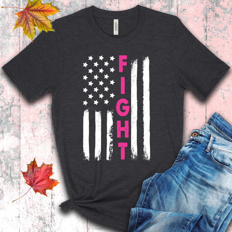 Breast Cancer Awareness Fight USA Flag