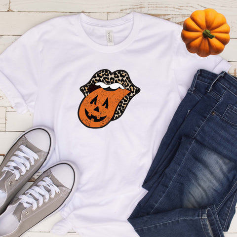 Leopard Pumpkin Tongue Fall Halloween T Shirt