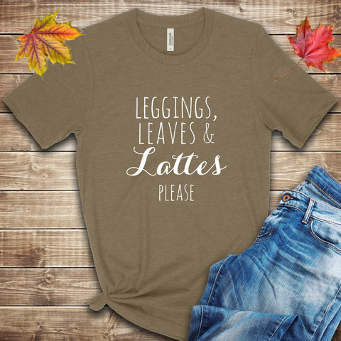 Leggings, Leaves & Lattes Please Fall Halloween T Shirt