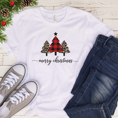 Merry Christmas Plaid Trees T Shirt